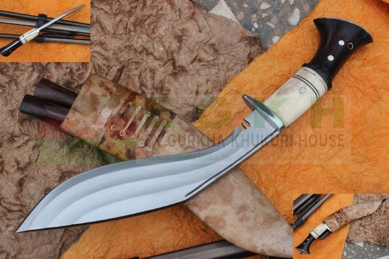 EGKH - 11 Inch 3 Fuller Traditional Light Blade - Hunting Knife - Bushcraft - Deep fullers - Handmade - Hand sale Forged - Along Leather Sheath