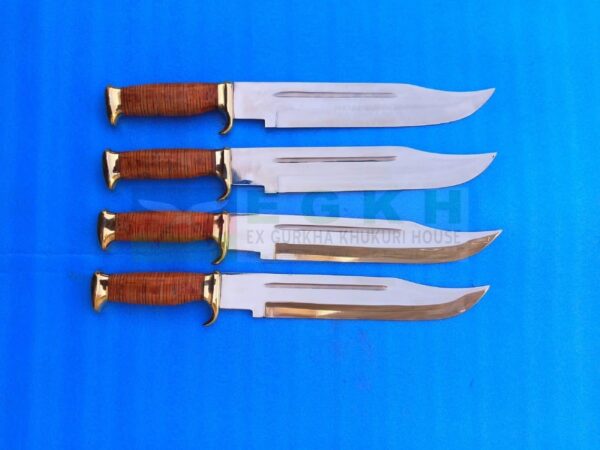 3-inch-Custom-Handmade-D2-Steel-Hunting-Bowie-13-inch-Dundee-Knives-lot-Of-4-pieces-Perfect-Balanced-Extremely-Sharp-Blades-Clip-Point-Blades