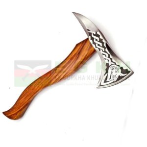 9-Inch-Blade-Custom-Handmade-Carbon-Steel-Viking-Etched-Blade-Tomahawk-Axe-With-Rose-wood-handle-Hand-Forged-Wood-Working-Axe