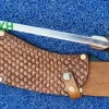 12-Inch-Drakos-Leather-Sheath-Hand-Tooled-Dragon-Scale-Engraving-Custom-KhukuriKnife-Steel-Guard-Pommel