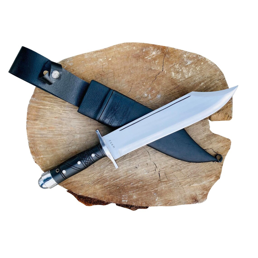 Engravable Marine Bowie Knife with Leather Sheath