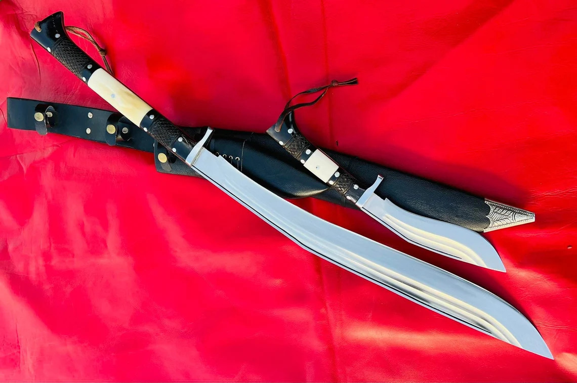 21 inch 2 Chirra (2 Fuller) Siru Sword | Shot Knife | Custom Khukuri with EUK (Extra Utility Kukri)