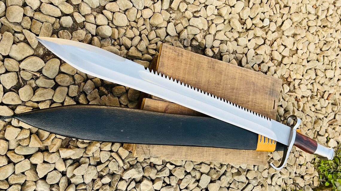 24-inch-Bayonet-long-Sword-Handmade-sharp-blade-fixed-Blade-Balance-oil-quenching-tempered-5160-leaf-spring-functional-Balanced